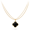 CLOVER 25MM GOLD ONYX BIG CLOVER NECKLACE