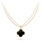 CLOVER 25MM GOLD ONYX BIG CLOVER NECKLACE