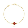 CLOVER  CARNELIAN SINGLE FLOWER BRACELET