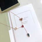 LUCKY SPRING 4 MOTIFS ROSE GOLD NECKLACE