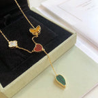 LUCKY SPRING 4 MOTIFS ROSE GOLD NECKLACE