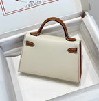 HM KELLY MINI 20 WHITE GOLDEN BROWN EPSOM GOLD HARDWARE