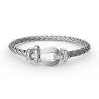 FORCE LARGE HORSESHOE HALF DIAMOND BRACELET SILVER