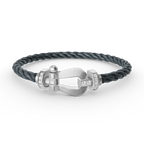 FORCE LARGE HORSESHOE HALF DIAMOND BRACELET SILVER