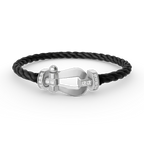 FORCE LARGE HORSESHOE HALF DIAMOND BRACELET SILVER